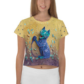Koi Pond Whimsy Women's Crop Tee with playful koi pond design.